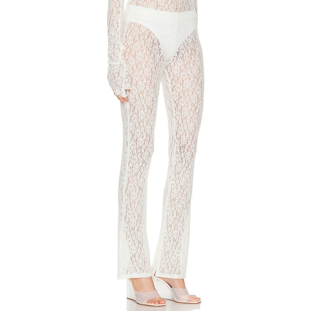 NWT EB Denim Split Hem Lace Legging in White